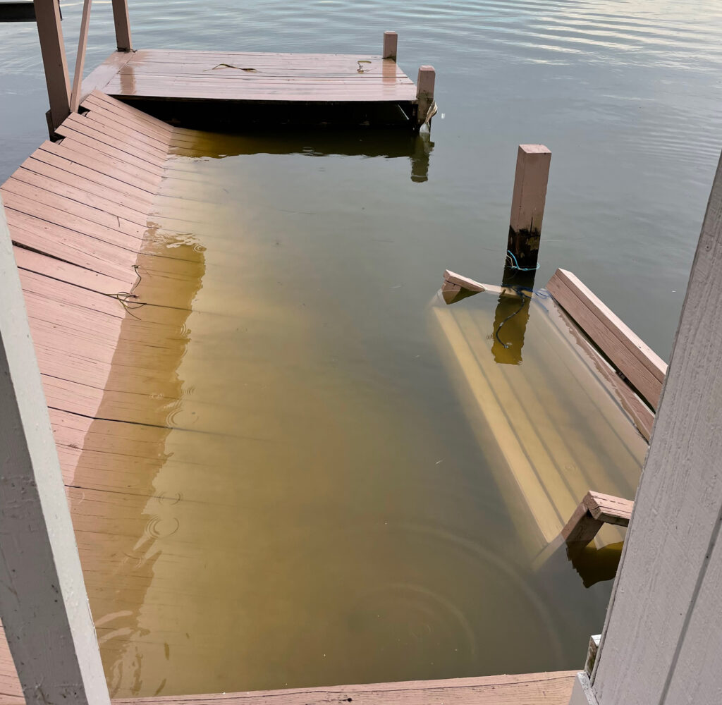 a dock on lake eloise that collapsed
